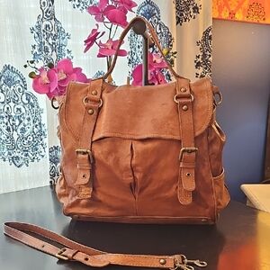 Vintage Massimo Dutti Leather Satchel with Detachable Strap